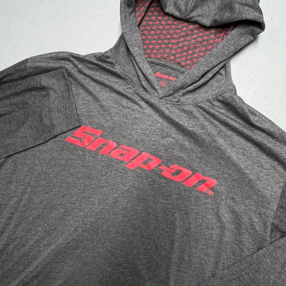 Snap On Men's Gray Long Sleeve Lightwieght Hoodie XL Performance Tech Stretch